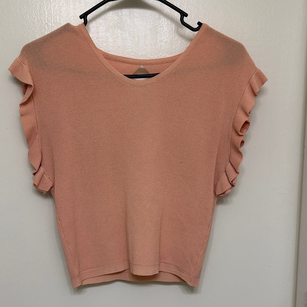 Ruffled Sleeve Peach Top